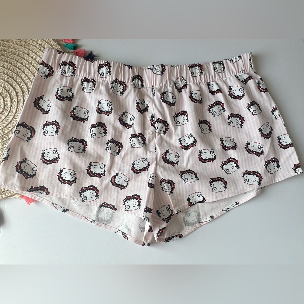 Betty Boop Shorts Pink Stripe XL New